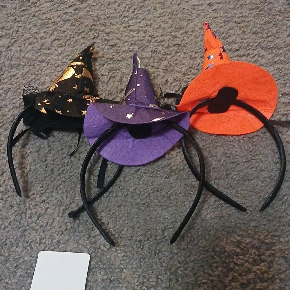 Halloween witches headbands for girls or women purple black orange NEW